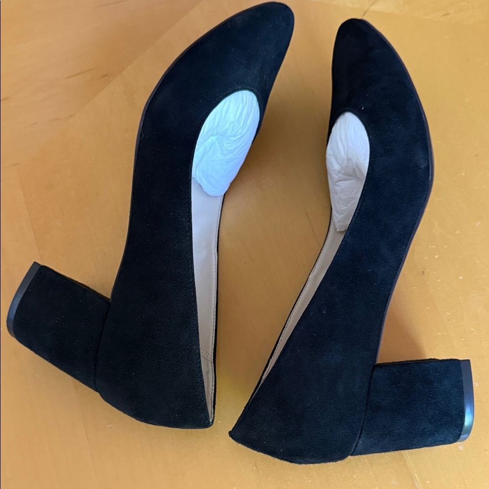 Cole Haan Grand OS Signature Black Suede Block Heel Pumps Sz. 9